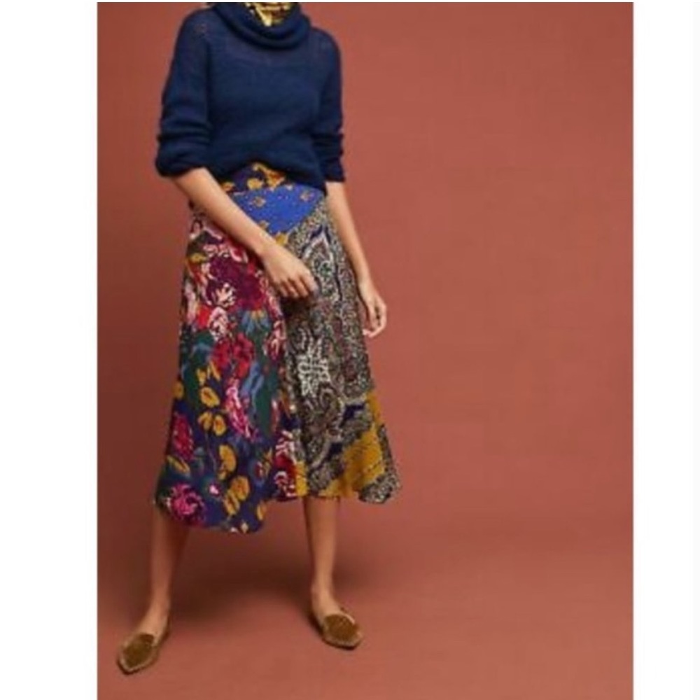 Moulinette Soeurs by Anthropologie Patchwork Skirt Size 4